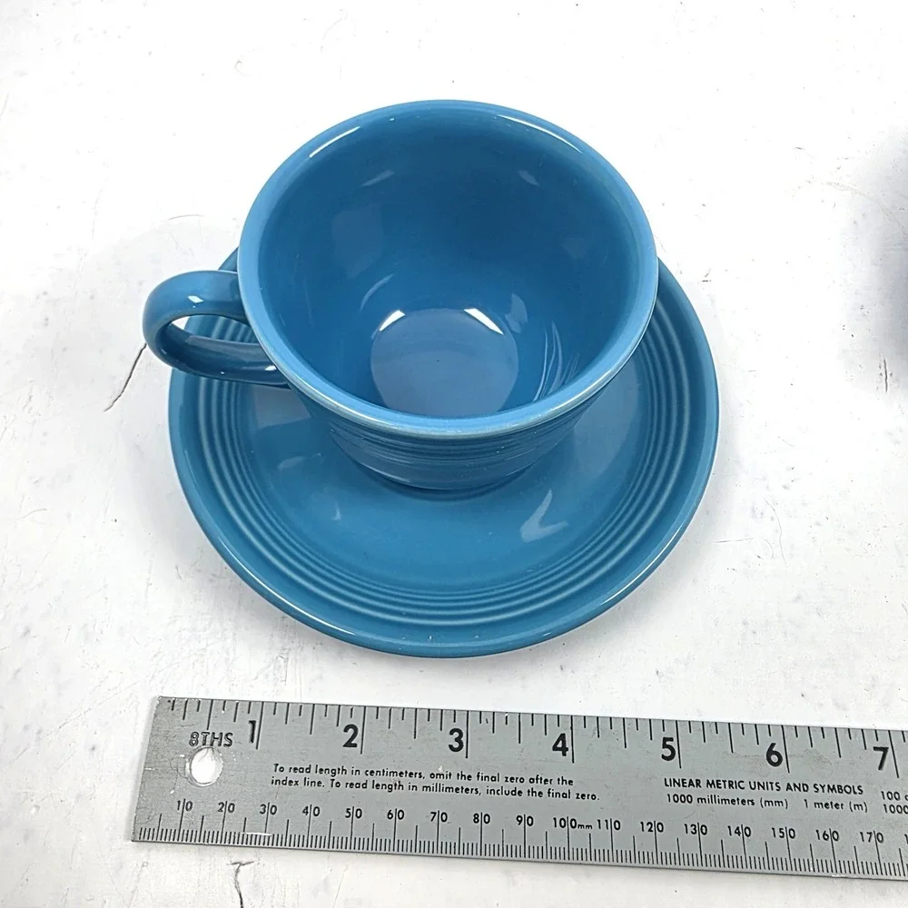Vintage Fiestaware‎ Homer Laughlin Peacock Blue 2 Cups & 2 Saucers 2 Sets